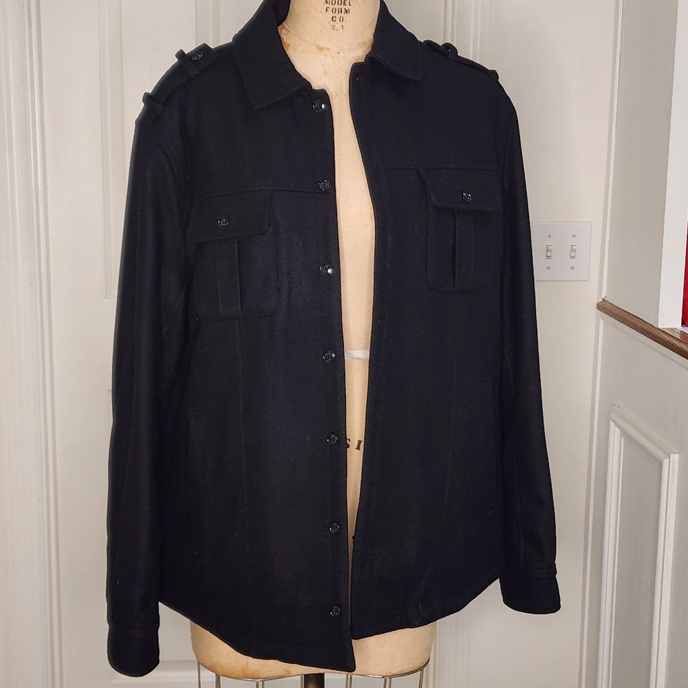Black Perry Ellis Men's Coat with Quilted Lining‎ Sz. L